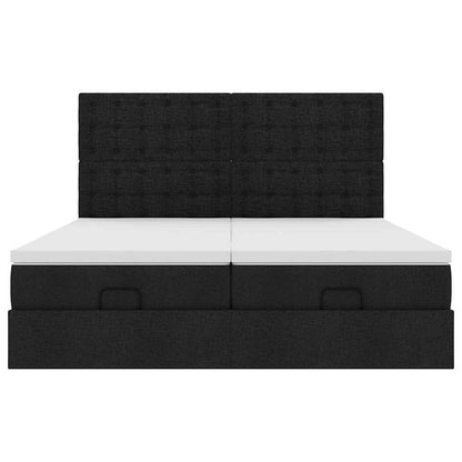 Ottoman-Bett mit Matratzen & LEDs Schwarz 160x200 cm Stoff