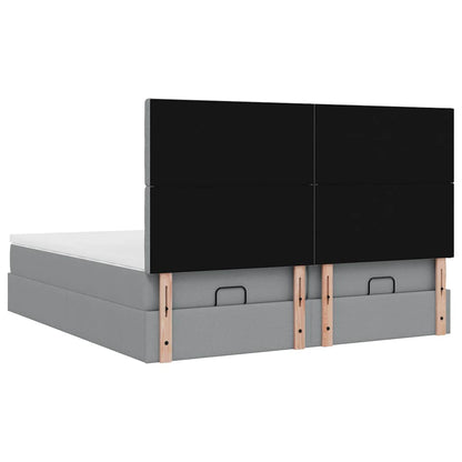 Ottoman-Bett mit Matratzen & LEDs Hellgrau 180x200 cm Stoff