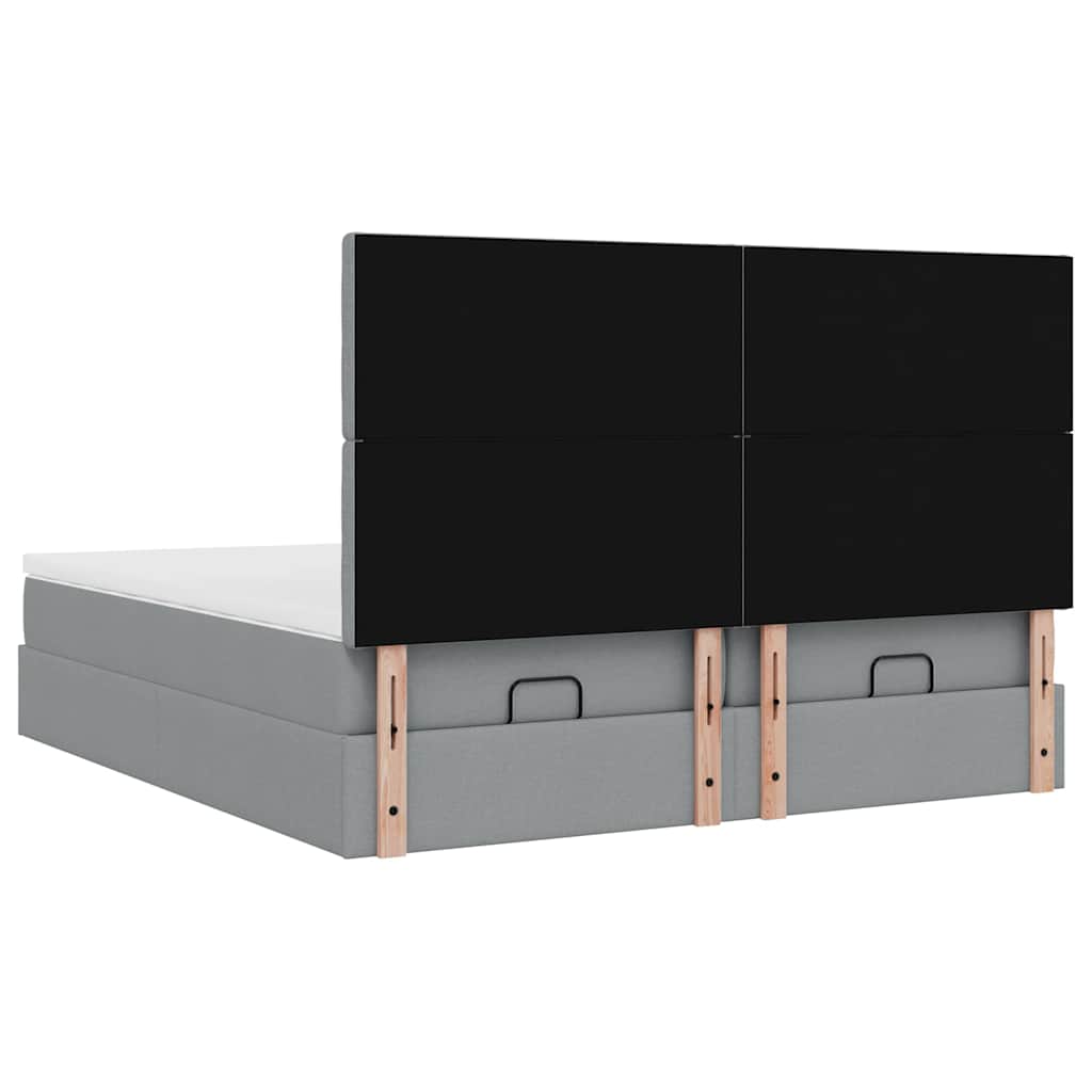 Ottoman-Bett mit Matratzen & LEDs Hellgrau 180x200 cm Stoff