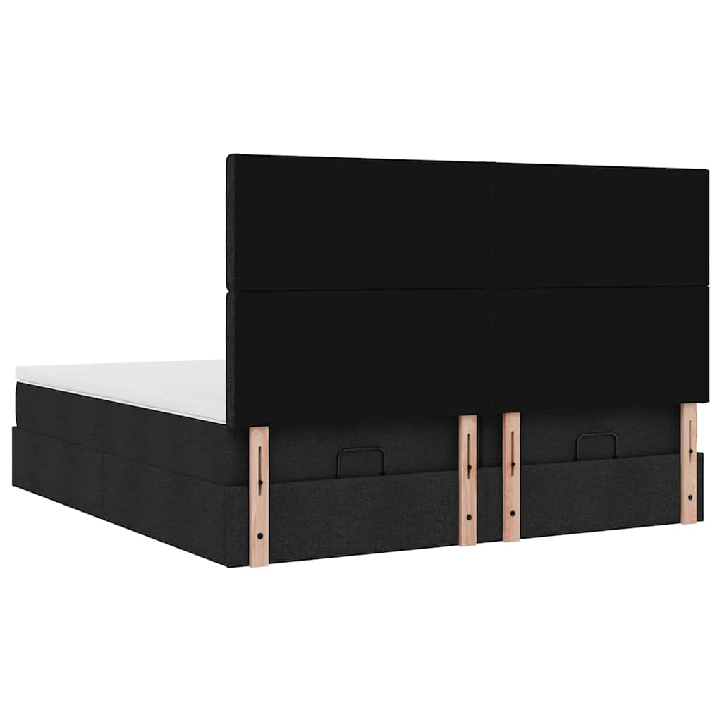 Ottoman-Bett mit Matratzen & LEDs Schwarz 180x200 cm Stoff