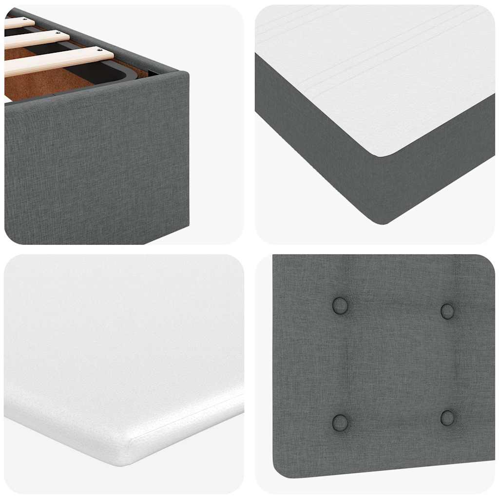 Ottoman-Bett mit Matratzen & LEDs Dunkelgrau 200x200 cm Stoff