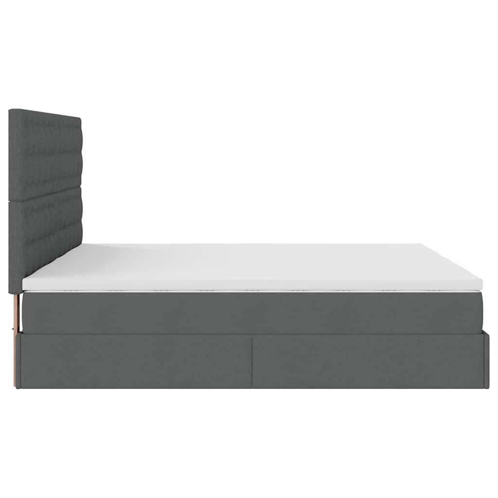 Ottoman-Bett mit Matratzen & LEDs Dunkelgrau 200x200 cm Stoff