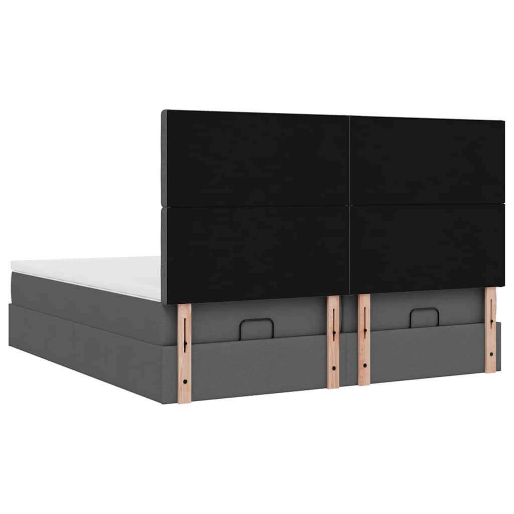 Ottoman-Bett mit Matratzen & LEDs Dunkelgrau 200x200 cm Stoff