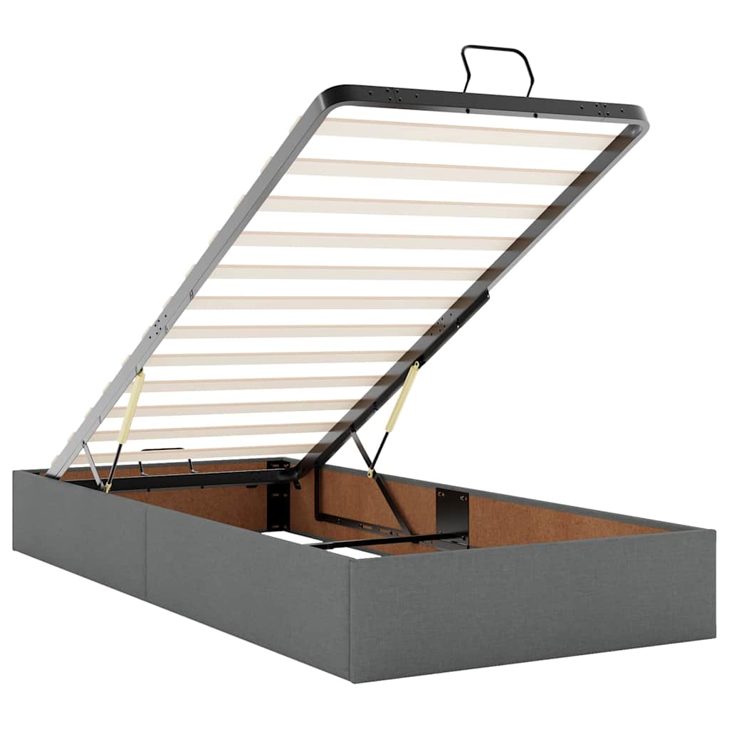 Ottoman-Bett mit Matratzen & LEDs Dunkelgrau 200x200 cm Stoff