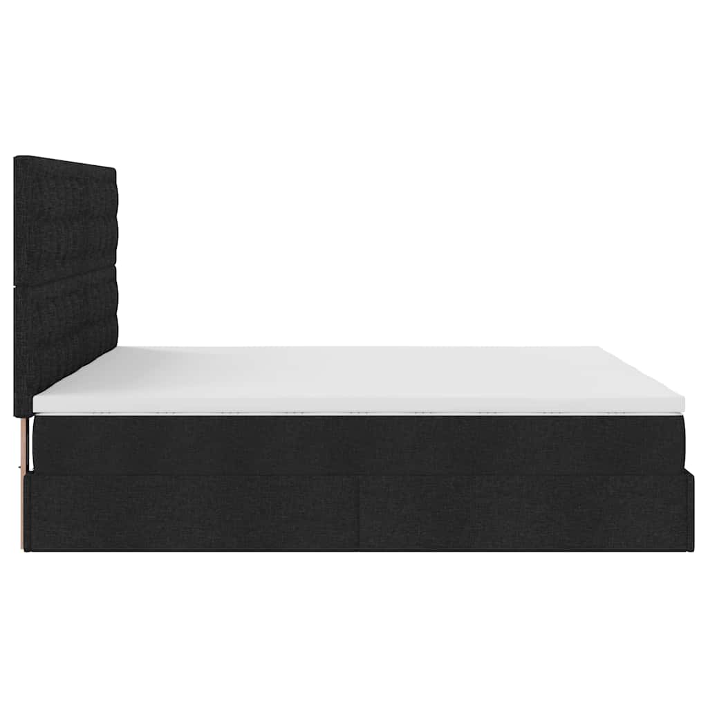 Ottoman-Bett mit Matratzen & LEDs Schwarz 200x200 cm Stoff