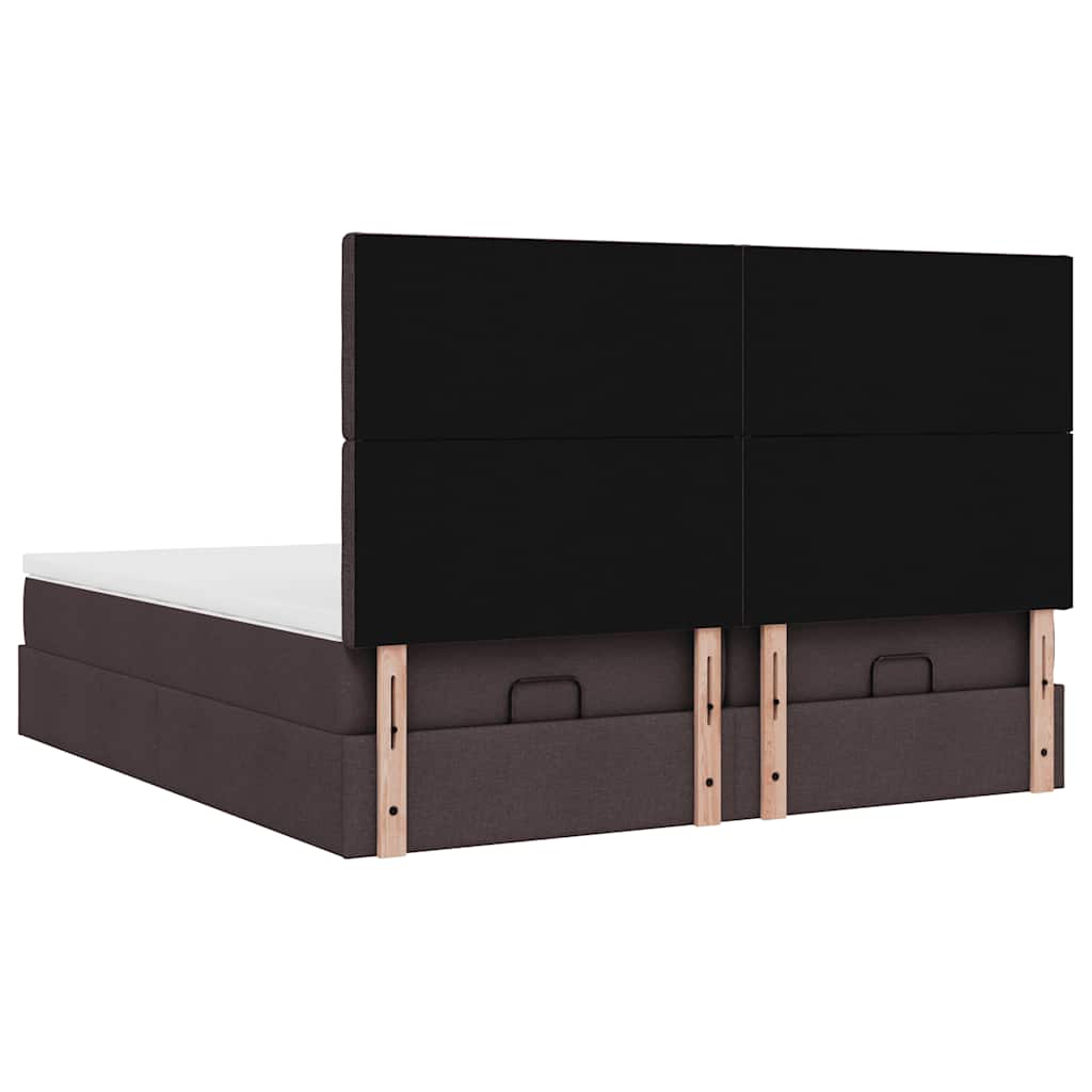 Ottoman-Bett mit Matratzen & LEDs Dunkelbraun 200x200 cm Stoff