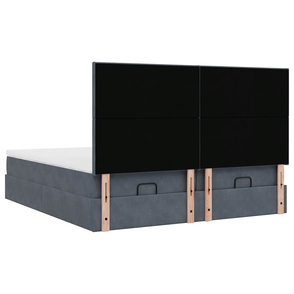 Ottoman-Bett mit Matratzen & LEDs Dunkelgrau 160x200 cm Samt