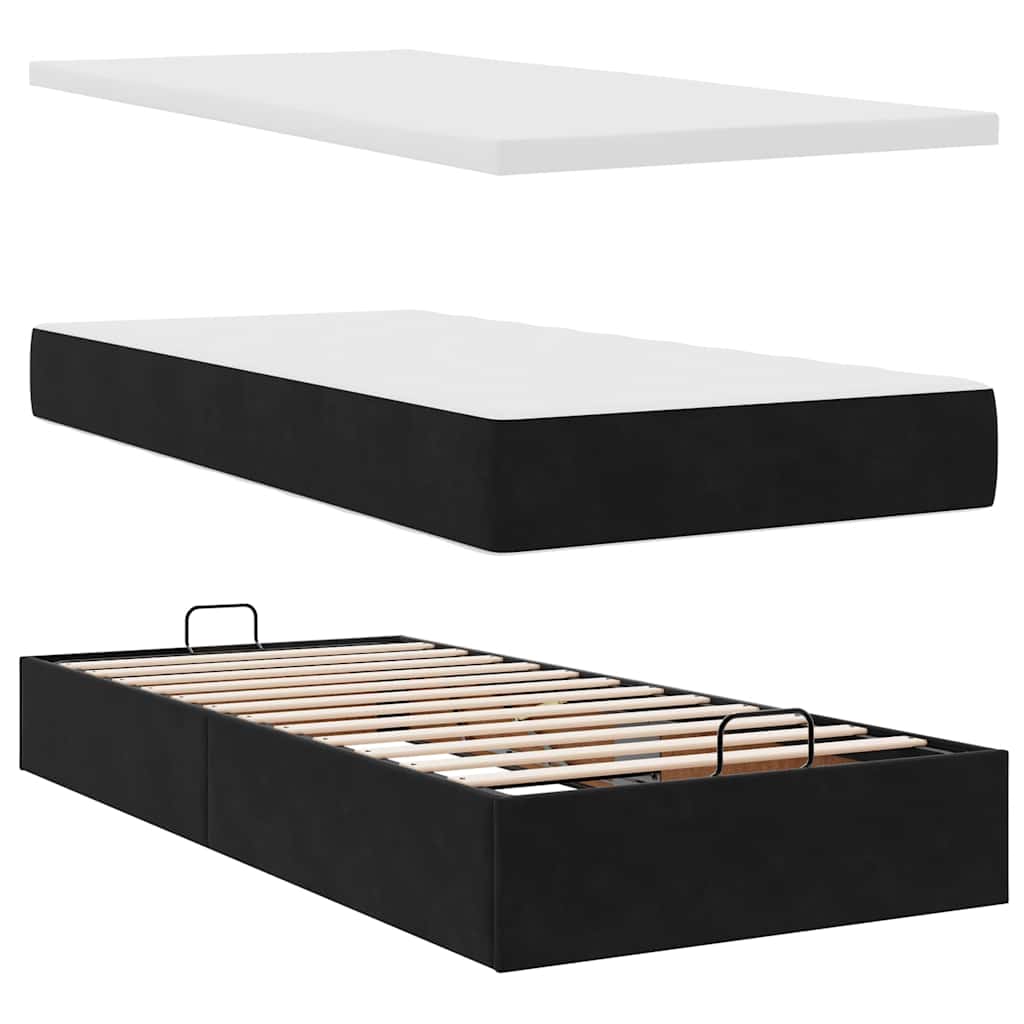 Ottoman-Bett mit Matratzen & LEDs Schwarz 200x200 cm Samt