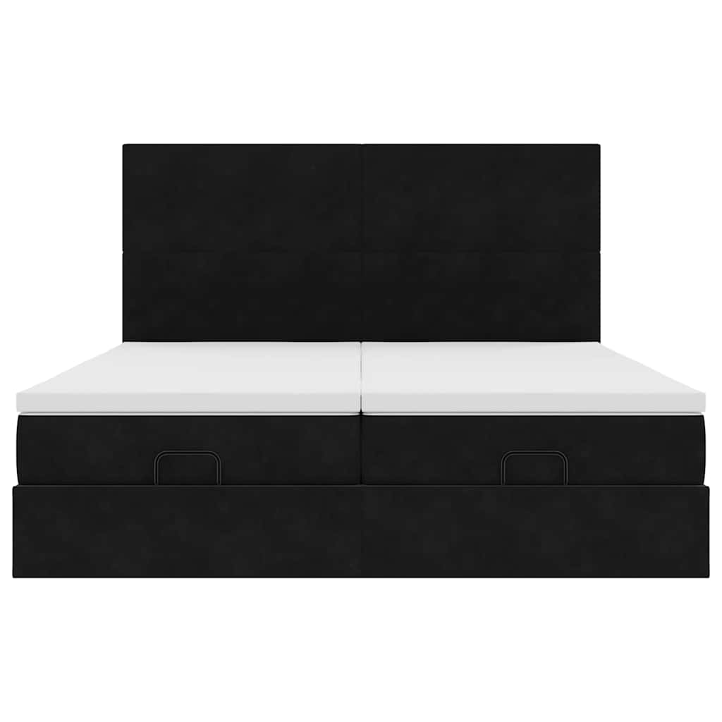 Ottoman-Bett mit Matratzen & LEDs Schwarz 200x200 cm Samt