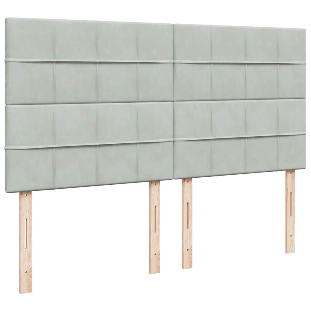 Ottoman-Bett mit Matratzen & LEDs Hellgrau 160x200 cm Samt