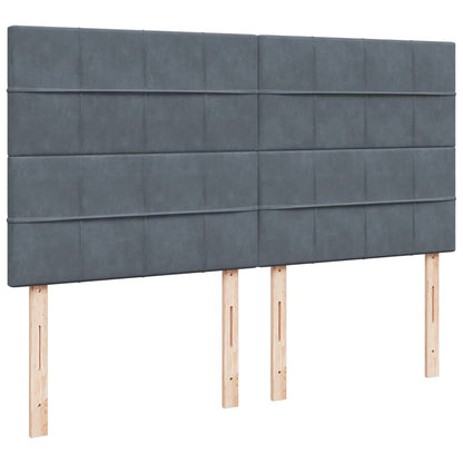 Ottoman-Bett mit Matratzen & LEDs Dunkelgrau 160x200 cm Samt