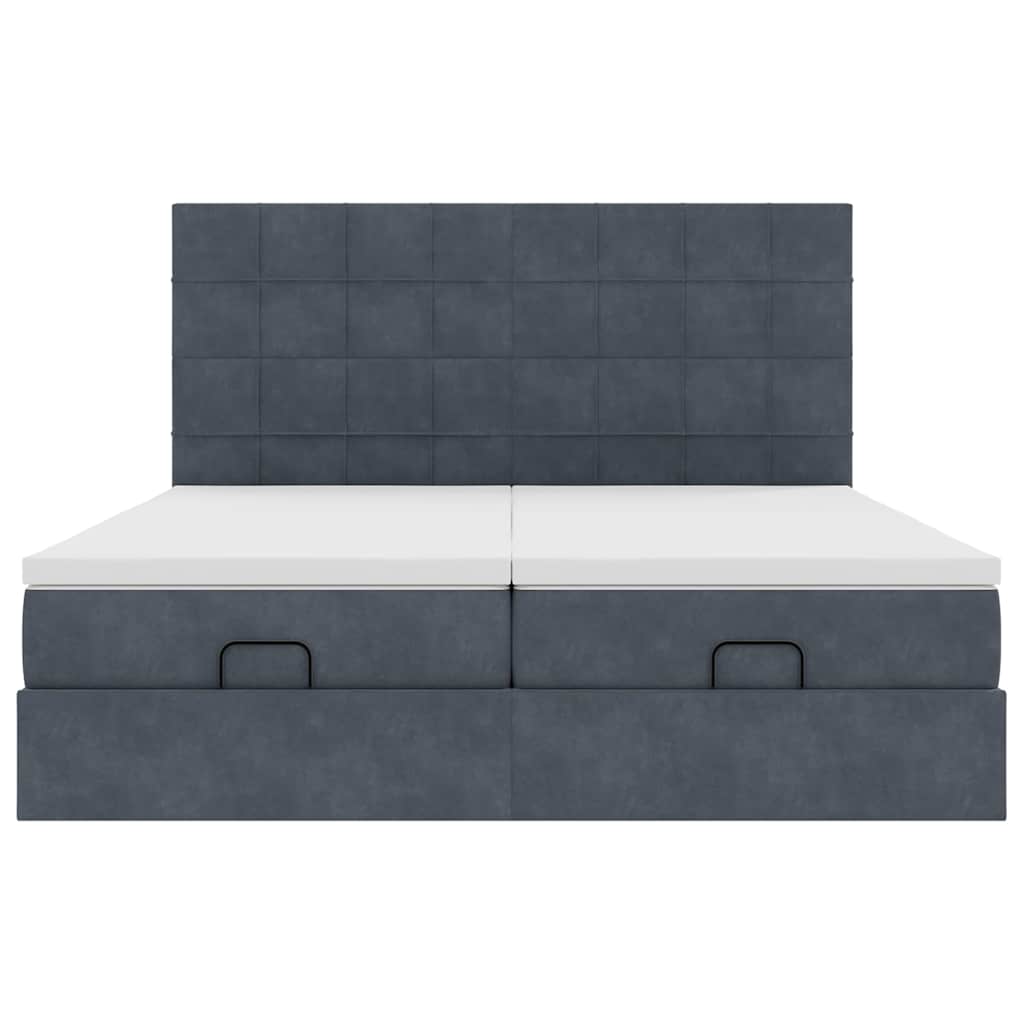 Ottoman-Bett mit Matratzen & LEDs Dunkelgrau 160x200 cm Samt