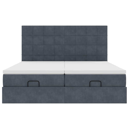 Ottoman-Bett mit Matratzen & LEDs Dunkelgrau 160x200 cm Samt