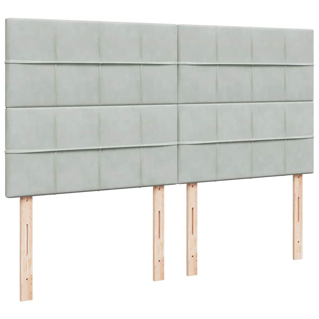 Ottoman-Bett mit Matratzen & LEDs Hellgrau 180x200 cm Samt