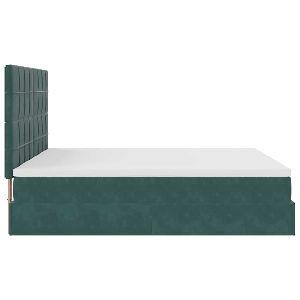 Ottoman-Bett mit Matratzen & LEDs Dunkelgrün 180x200 cm Samt