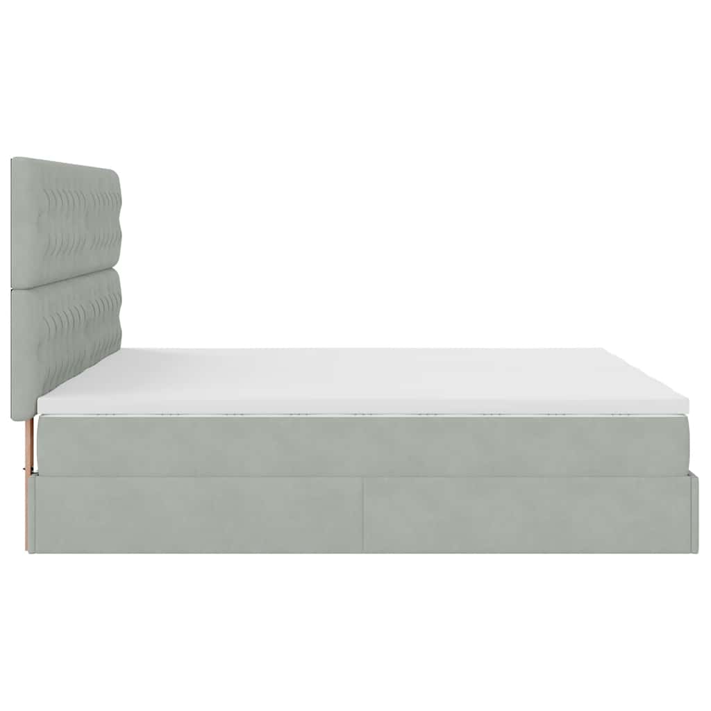 Ottoman-Bett mit Matratzen & LEDs Hellgrau 160x200 cm Samt