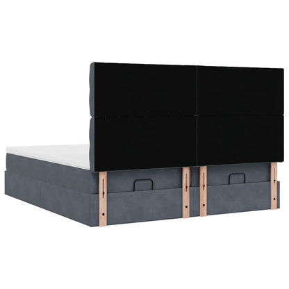 Ottoman-Bett mit Matratzen & LEDs Dunkelgrau 160x200 cm Samt