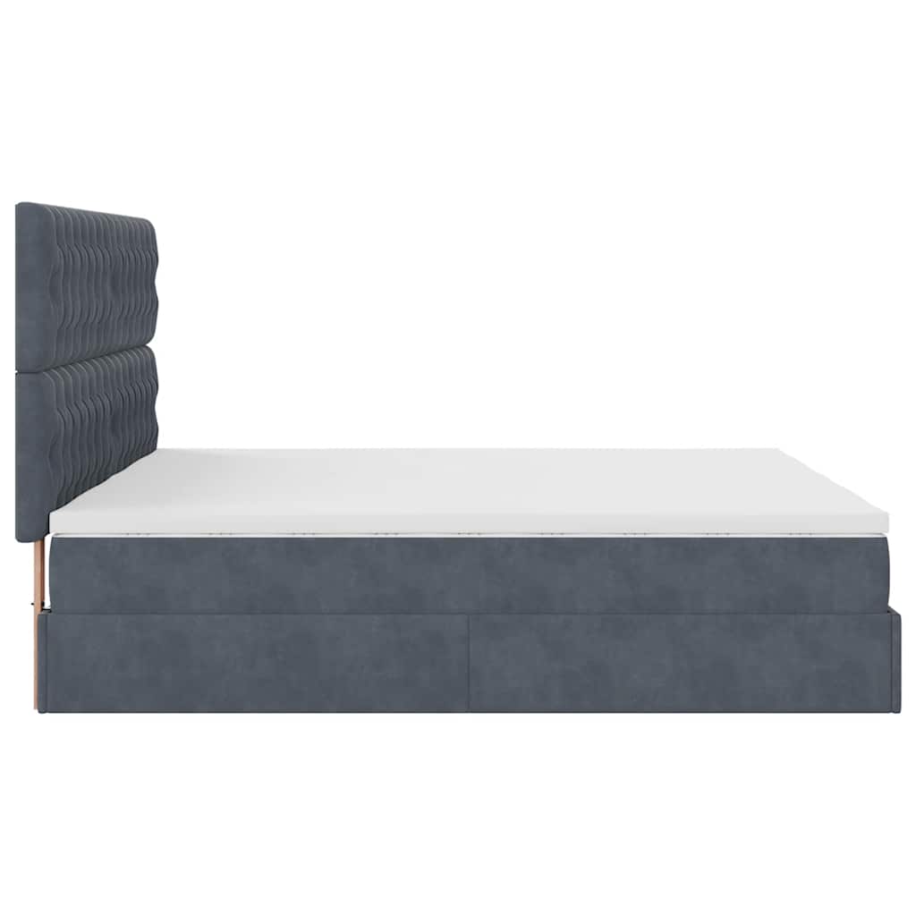 Ottoman-Bett mit Matratzen & LEDs Dunkelgrau 200x200 cm Samt