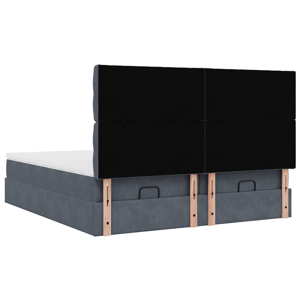 Ottoman-Bett mit Matratzen & LEDs Dunkelgrau 200x200 cm Samt