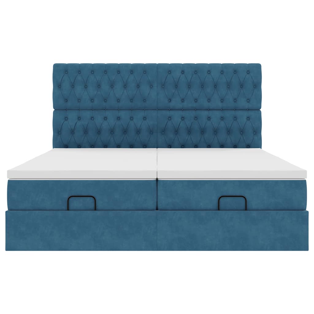 Ottoman-Bett mit Matratzen & LED Dunkelblau 200x200 cm Samt