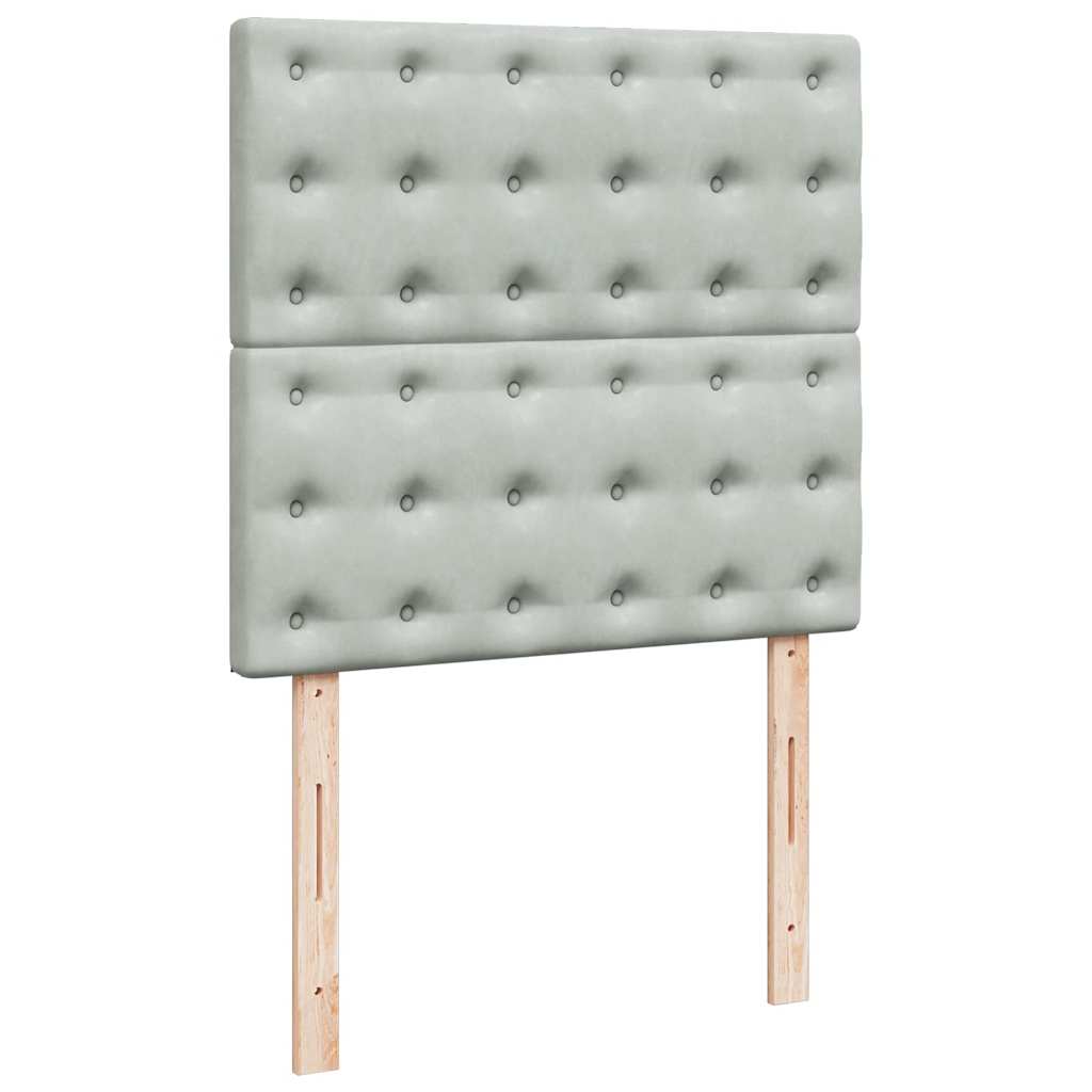 Ottoman-Bett mit Matratzen & LEDs Hellgrau 160x200 cm Samt