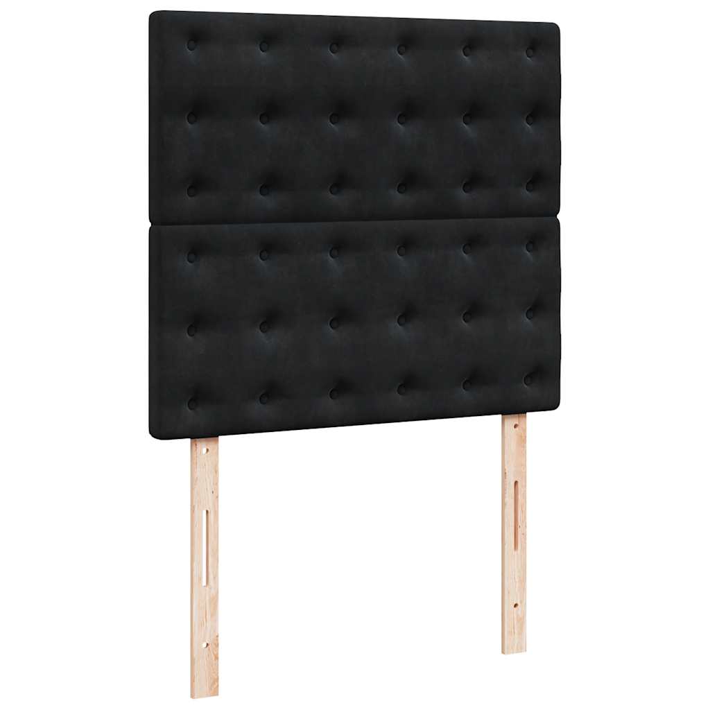 Ottoman-Bett mit Matratzen & LEDs Schwarz 180x200 cm Samt