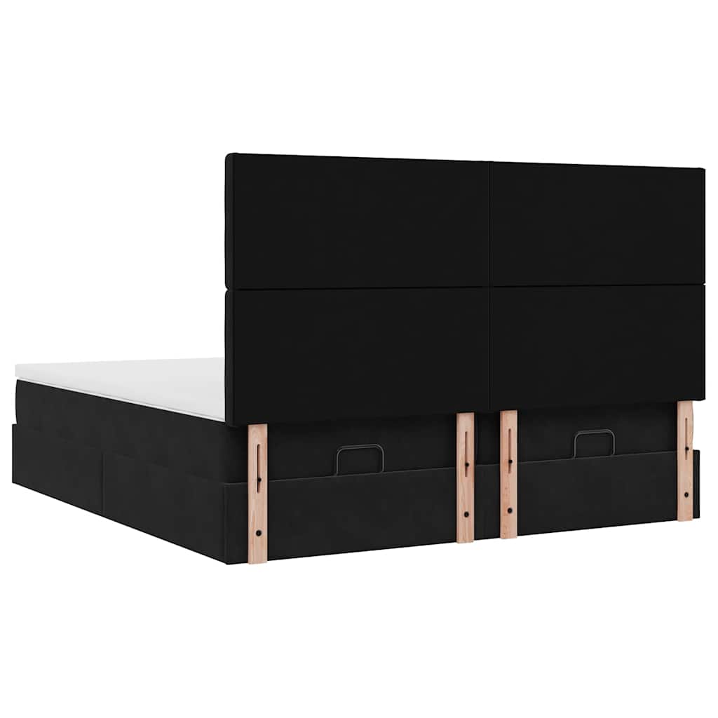 Ottoman-Bett mit Matratzen & LEDs Schwarz 180x200 cm Samt