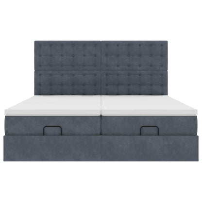 Ottoman-Bett mit Matratzen & LEDs Dunkelgrau 200x200 cm Samt
