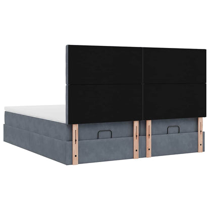 Ottoman-Bett mit Matratzen & LEDs Dunkelgrau 200x200 cm Samt