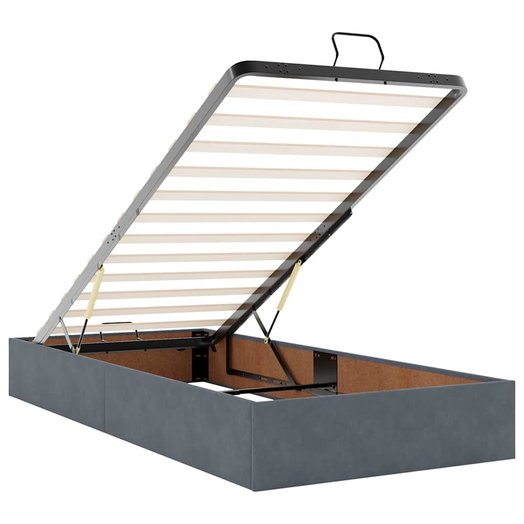 Lit ottoman avec matelas et LED gris foncé 200x200 cm velours