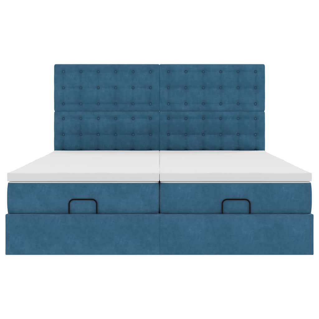 Ottoman-Bett mit Matratzen & LED Dunkelblau 200x200 cm Samt