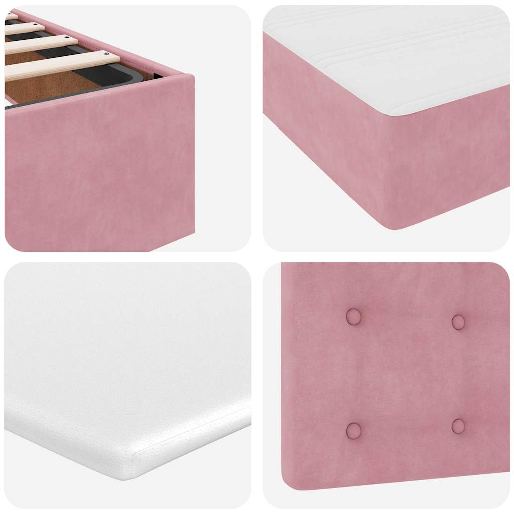 Ottoman-Bett mit Matratzen & LEDs Rosa 200x200 cm Samt