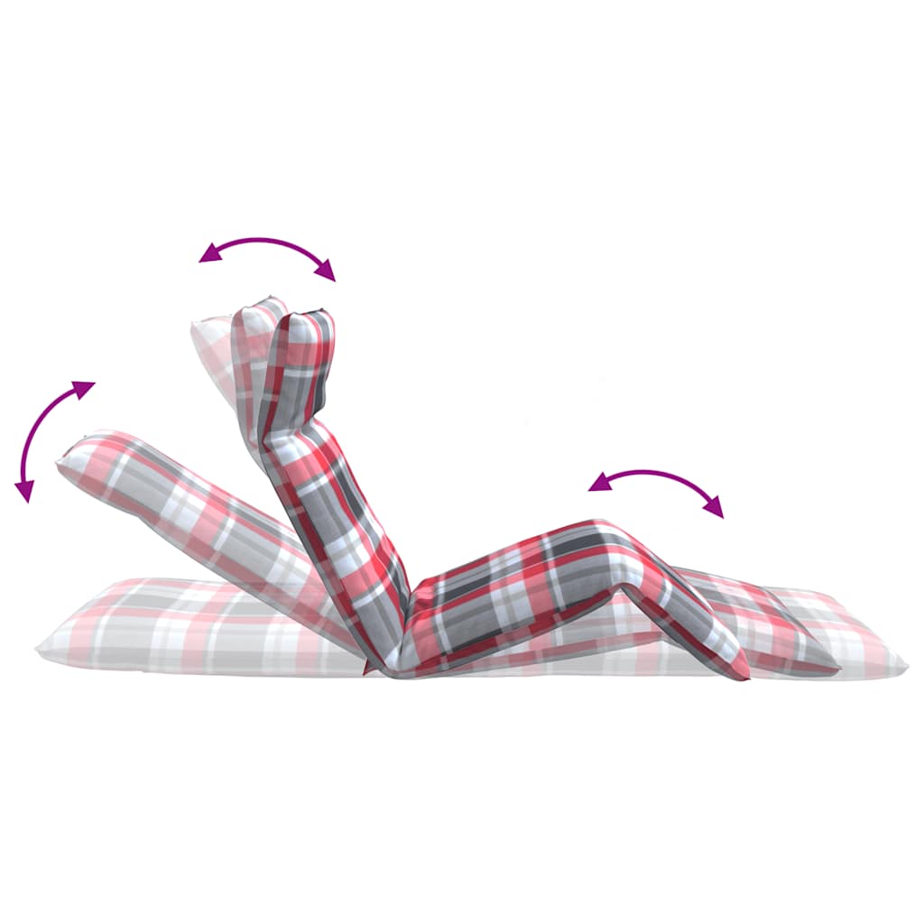 Chaise longue pliante à carreaux rouges 175x54x8,5 cm tissu Oxford