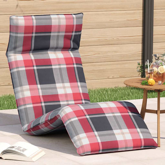 Chaise longue pliante à carreaux rouges 175x54x8,5 cm tissu Oxford