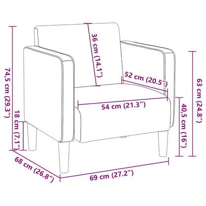 Sessel mit Armlehnen Dunkelgrau 54 cm Cordstoff