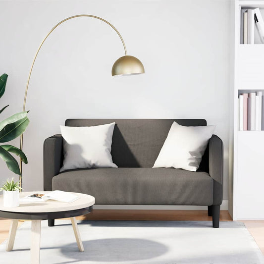 Two-seater sofa light grey 109 cm corduroy
