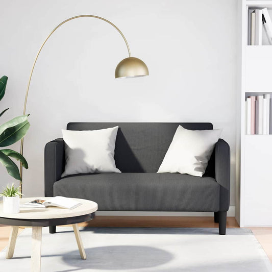 Canapé deux places gris foncé 109 cm velours côtelé