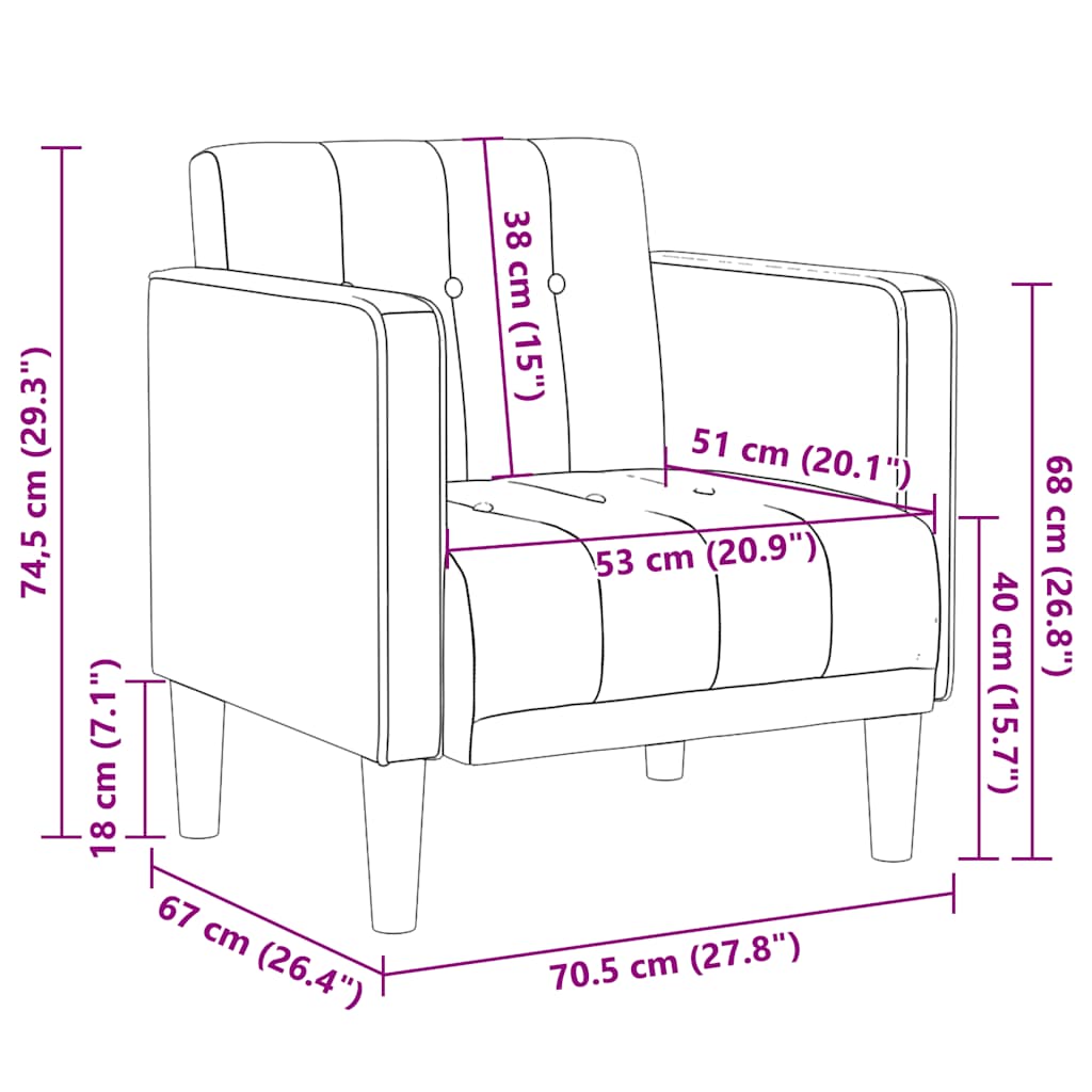Sessel mit Armlehnen Schwarz 53 cm Stoff