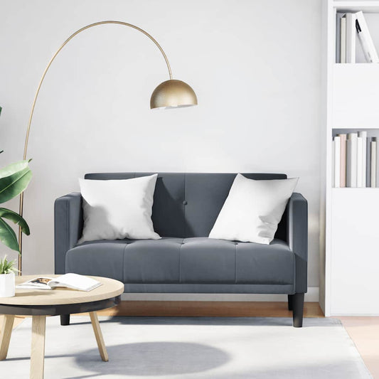 Canapé deux places gris foncé 111 cm velours