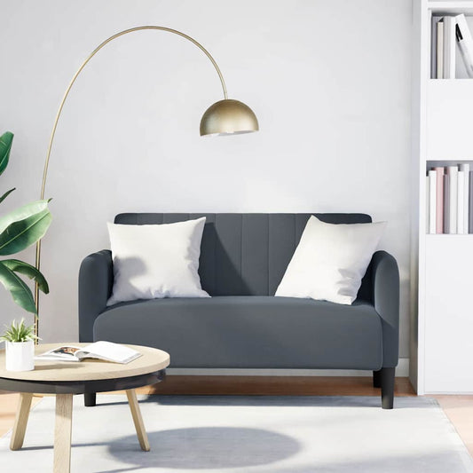Canapé deux places gris foncé 109 cm velours