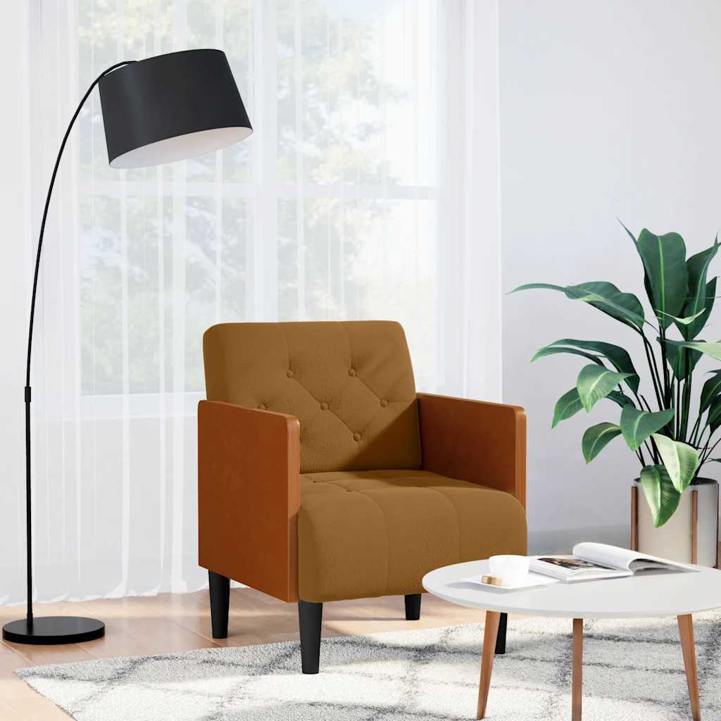 Sessel mit Armlehnen Braun 55 cm Samt
