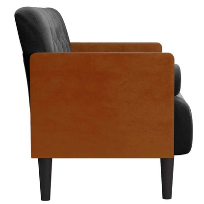 Zweisitzer-Sofa mit Nackenrollen Schwarz 110 cm Samt