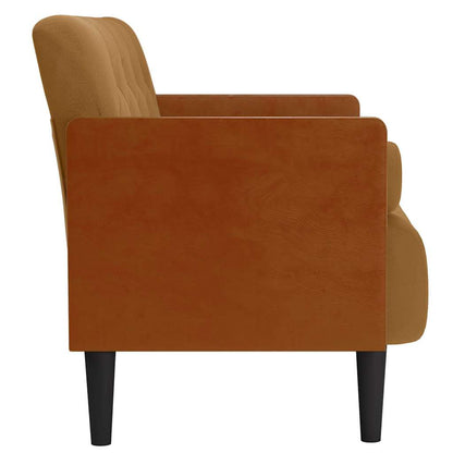 Zweisitzer-Sofa mit Nackenrollen Braun 110 cm Samt
