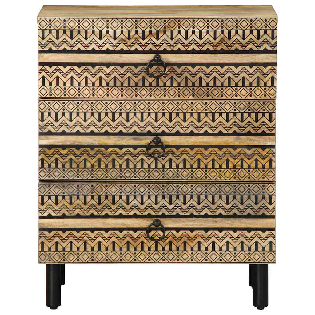Bedside Table Black 50x33x62 cm Rough Mango Wood