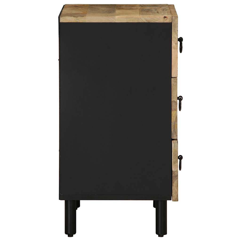 Bedside Table Black 50x33x62 cm Rough Mango Wood
