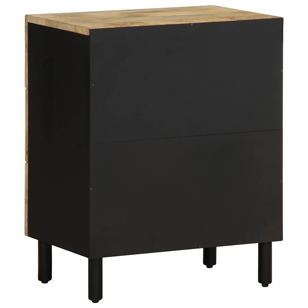 Bedside Table Black 50x33x62 cm Rough Mango Wood