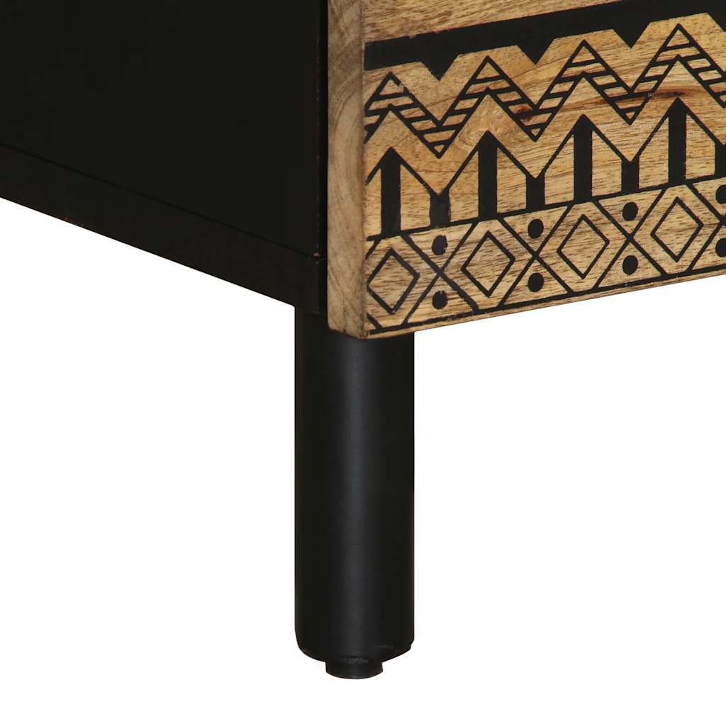 Bedside Table Black 50x33x62 cm Rough Mango Wood
