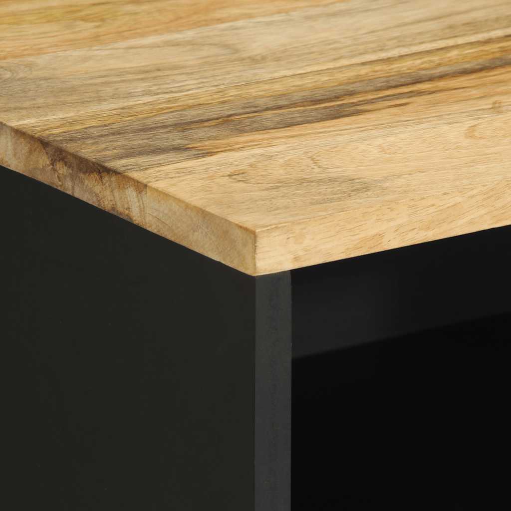 Bedside Table Black 50x33x62 cm Rough Mango Wood