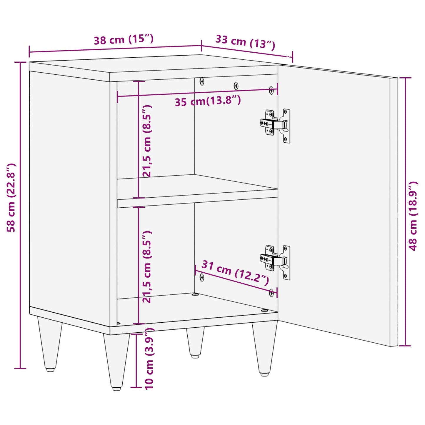 Badezimmerschrank Mehrfarbig 38 x 33,5 x 58 cm Massivholz Mango