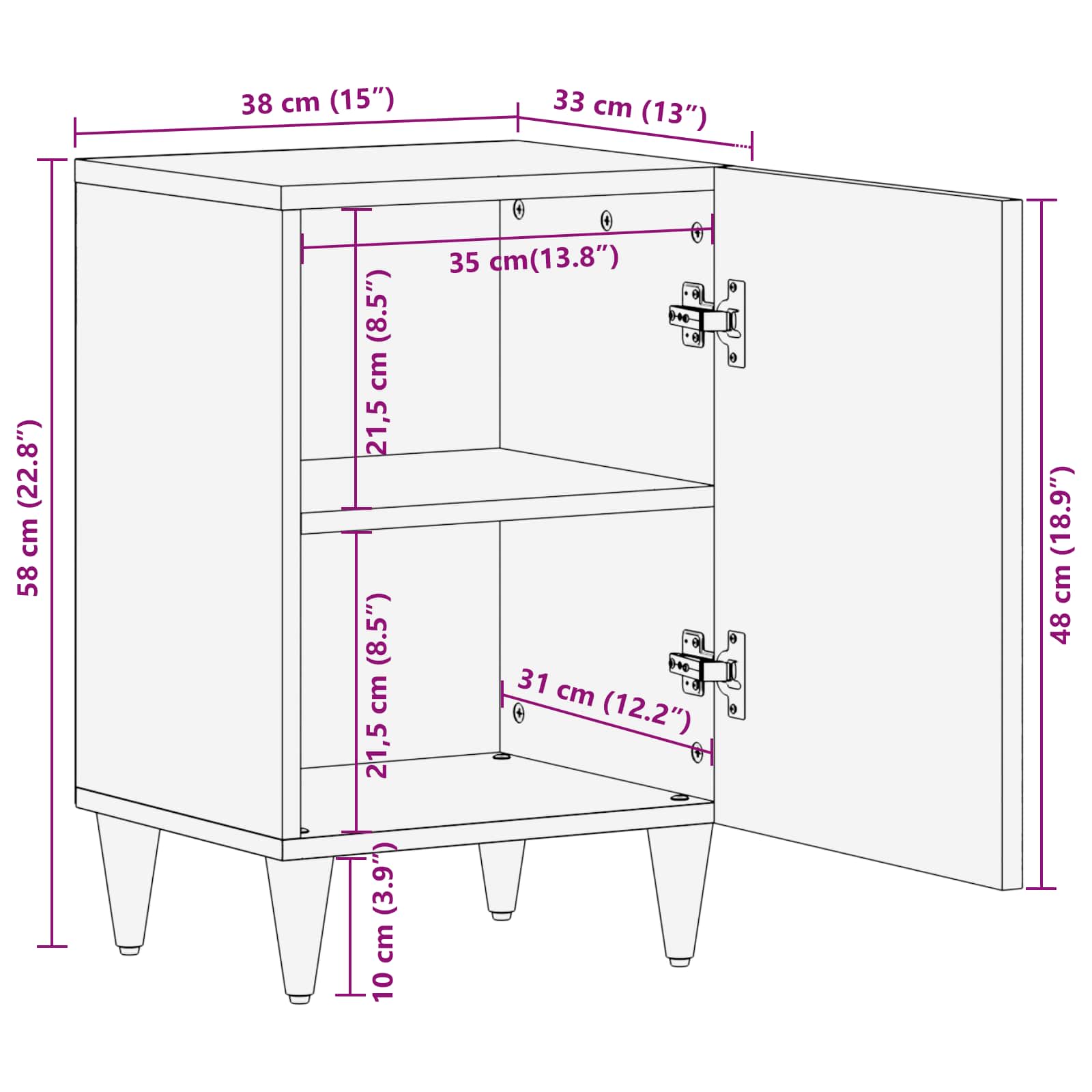 Badezimmerschrank Mehrfarbig 38 x 33,5 x 58 cm Massivholz Mango